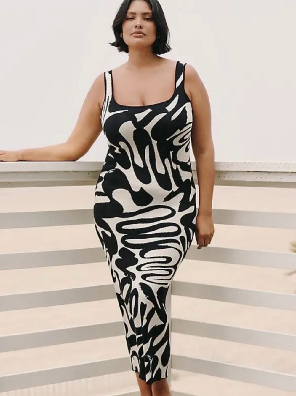 Eloquii Sleeveless Intarsia Column Sweater Midi Dress Size 18/20 Geometric NWT